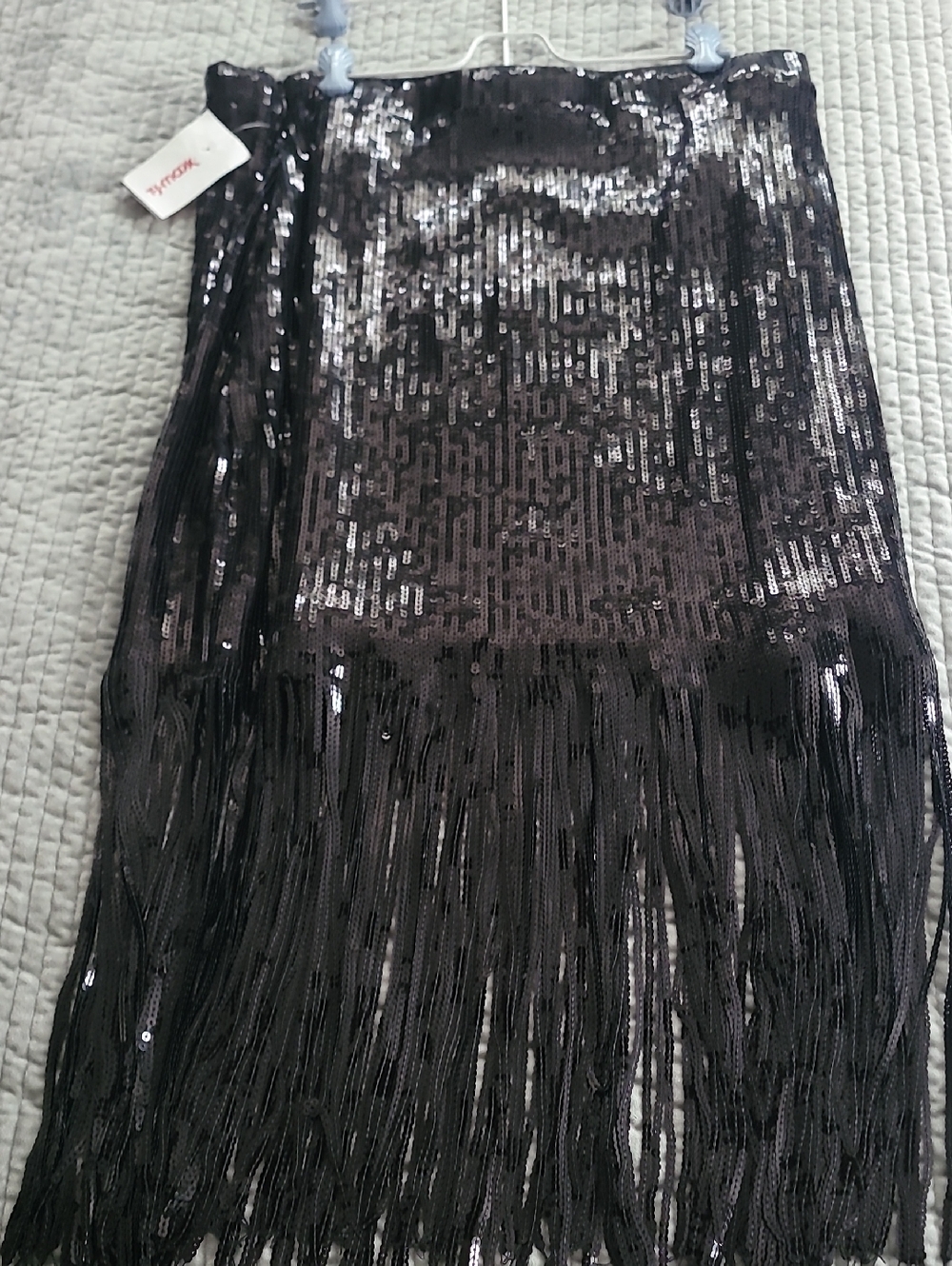 Rachel Zoe Black Sequin Fringe Skirt